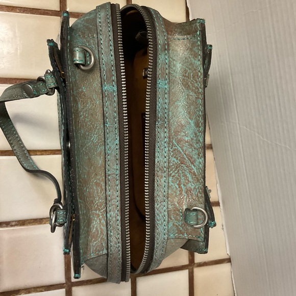 Patricia Nash Bag Satchel Crossbody Detachable Strap Turquoise Embossed Purse - Picture 8 of 13